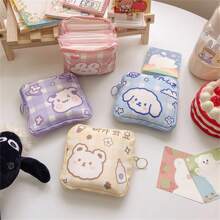 1pc Portable Cartoon Sanitary Pouch Large Capacity Menstrual Pad Storage Bag Cute Animal Organizer