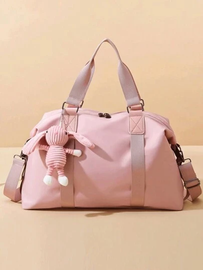 Bolso de viaje de fin de semana, bolso de viaje de gran capacidad, bolso de gimnasio / yoga, bolso de mano para llevar seco/húmedo, bolso de ocio multifuncional de gran capacidad con diseño de colgante animal, adecuado para negocios, vacaciones, actividades al aire libre, esquí, deportes, escuela. Organizador de viajes esenciales, vacaciones de verano en la playa. Bolso de viaje para equipaje, bolso de noche, bolso de gimnasio, bolso de fin de semana, bolsa de lona, bolso de universidad, bolsas de equipaje, bolso de hospital, color rosa, invierno