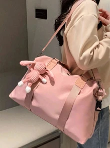 Weekend Overnight Holiday Luggage, Travel Luggage, Large-Capacity Gym Yoga Bag, Dry-Wet Carry-On Handbag, Large-Capacity Leisure Multifunctional Portable Animal Pendant Decoration Design Shoulder Bag Suitable For Business, Vacation, Outdoor, Skiing, Sports, School Bag Travel Essentials, Beach Summer Vacation Travel Organizers. Travel Bag For Suitcase Overnight Bag Gym Bag Duffle Bag Weekend Bag Duffel Bag For Luggage Carry On Bag College Bag Luggage Bags Weekender Bag Hospital Bag Pink Winter