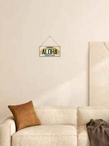 1 Stück quadratische hölzerne dekorative Hängetafel, Hawaii Aloha Staat Identifikation, an der Wand befestigte dekorative hölzerne Hängetafel, Vintage Dekoration für Wohnzimmer Veranda