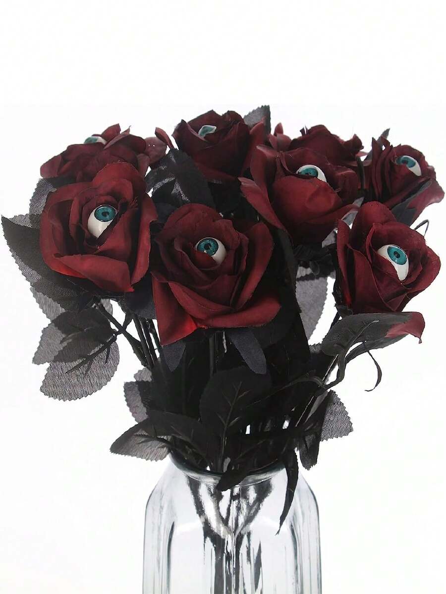 2pcs Halloween Decoration Rose Outdoor Decor Artificial Bloody Roses