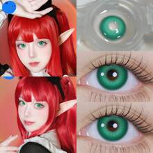 EYESHARE 1 副彩色隐形眼镜，用于角色扮演，放大眼睛，美容隐形眼镜，年度一次性眼妆，14 毫米，万圣节服装角色扮演 - NEBULA-GREEN - 查看 6