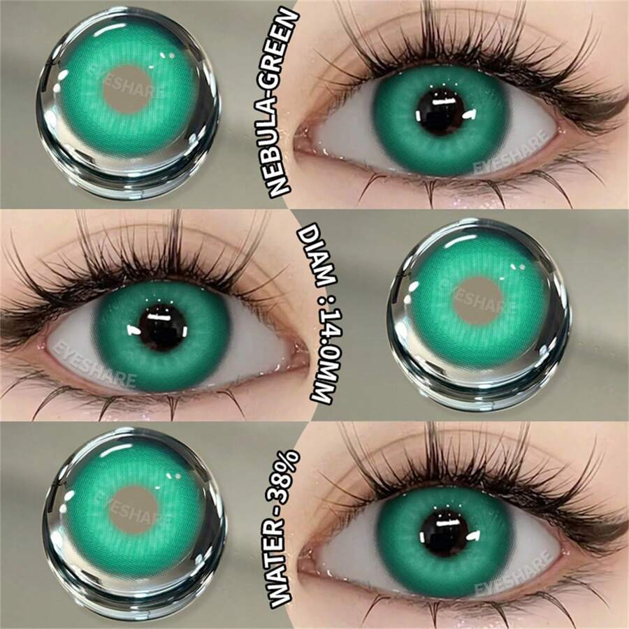 EYESHARE 1 副彩色隐形眼镜，用于角色扮演，放大眼睛，美容隐形眼镜，年度一次性眼妆，14 毫米，万圣节服装角色扮演