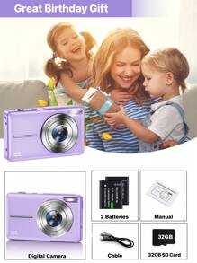 Nicamery 44MP 1080P FHD Compact Digital Camera For Teens, 16X Zoom, 32GB SD Card, 2 Batteries, Lanyard - Ideal Beginner Camera Gift - Purple - View 8