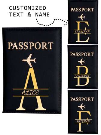 1pc Customizable PU Passport Cover For Outdoor Travel And Business Trip With Personal Name, Gold-Stamped 26-Letter Design And Lightweight Couple DIY Personalized Passport Holder, Travel Accessory Portable,Multifunction,Versatile,Lightweight,Functional,Practical Fashionable,Colorful,Contracted,Kawaii,Vacay Vibes/Vacation,Minimalist,Basics Custom,Unique Finds,Winter Fashion,Christmas/Holiday Gift,Personalized Gifts For Women,Purses And Bags Ideal Gifts For Him Her,Boyfriend,Girlfriend,Friends For Anniversaries,For Christmas,For Holiday/ Vacation,For Outdoors/Outings/Travel/Hiking/Stadium/Sports/Climbing,School Supplies,Back To School,For Office,For School,For Classroom,For Teacher Gifts,For University,For Colleague,For Dorm Rooms,For Teacher,For Boys And Girls,For Teenagers,Junior High School Students,Middle School Students,High School Senior High School Students,College Students,University Students,Freshman,Sophomore,Underclassmen,Customized Passport Case,SummerHoliday