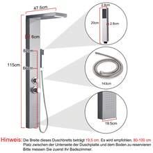 Regendusche Duschpaneel 4 Funktionen Duschsystem Regendusch System Dusche Komplett 304 Gebürstet Edelstahl Duscharmatur mit Regendusche, Handbrause, Wasserfalldusche& Massagedusche CEEDIR - Silber - Übersicht 2