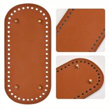 4 件/套椭圆形 PU 皮革包底垫 - 人造皮革垫，带预打孔接缝，用于加固手提包和钱包的底部，适用于钩针项目 - 彩色 - 查看 3