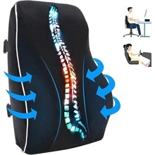 Soporte Lumbar para Silla,Respaldo Lumbar de Oficina,Almohada de apoyo para Asientos para Coche,Cojín Trasero de Espuma para aliviar el dolor de espalda,Diseño Ergonómico,Adecuado para Auto y Hogar - Negro - Ver 1