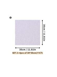 4pcs White DIY Cross Stitch Fabric, Thick Material With Even Threads, For Making Flat Finished Products. Available In 11CT And 14CT, With 6 Cutting Size Options.