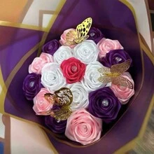 Bó hoa ruy băng Satin tự làm, cuộn ruy băng Satin đa năng 25 yard, quà tặng trang trí tiệc, món quà hoàn hảo cho ngày lễ tình nhân, sinh nhật ngày của mẹ - Nhiều màu - Xem 8