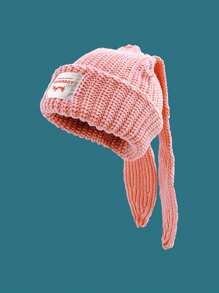 1pc Women's Winter Knit Hat, Cute Rabbit Ear Shaped Thickened Warm Woolen Cap For Daily Wear And Outdoor Activities - Multicolor - View 7