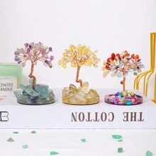 1PC Natural Stones 7 Chakra Healing Crystals Stones Tree Home Office Desk Living Room Feng Shui Decoration For Luck Home Decorat - Crystal Tree With Epoxy Base - View 7