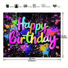 1 pieza Telón de fondo vibrantede graffiti de slime - Decoración para fiesta de cumpleaños que brilla en la oscuridad - Fondo fotográfico interactivo con luz negra con efectos de salpicaduras de pintura de colores - Perfecto para celebraciones llenas de diversión y cabina de fotos, Navidad