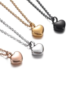 1pc Stainless Steel Pet Memorial Necklace, Mini Heart Shaped Cremation Pendant For Storing Cat/Dog's Ashes, Hair, Paw Print Valentine's Day Gift