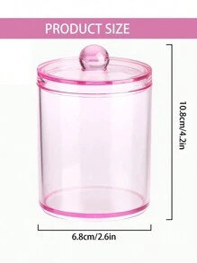 6 Pack Qtip Clips With Plastic Lids - 10 Oz Clear Medicine Bottle Dresser Organizer And Storage Makeup Jar For Makeup Round Pads, Swabs, Dental Floss, Hair Clips, Paper Clips, Hair Ties (Pink)