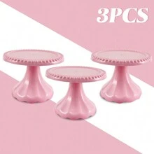 Juego de 3 piezas/6 piezas Soporte mini para cupcakes, portador de cupcakes de plástico, plato de servir para decoraciones de fiesta de boda, cumpleaños, decoraciones de fiesta rosa, soporte para pastel para decoraciones de Navidad, baby shower, boda, suministros para fiesta de boda, decoraciones de boda, accesorios de boda, soporte para tarta de boda