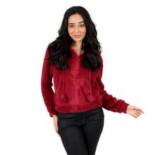 Teddy Kangaroo Zipper Jacket - Màu Đỏ Sâu - Xem 1
