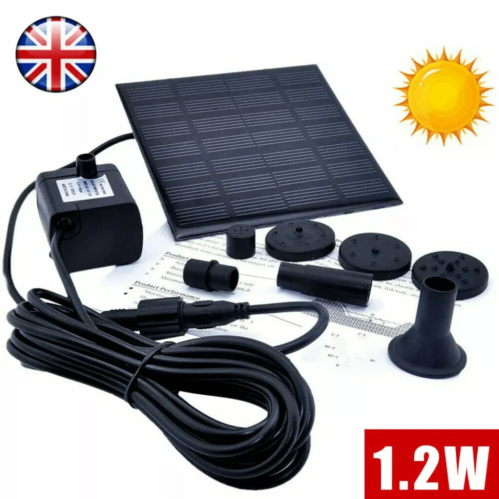 Solar Panel Powered Water Feature Pump For Garden Pool Pond Aquarium Fountain - Black - View 1