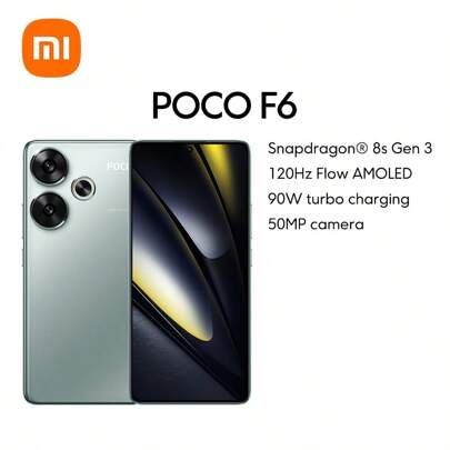 Xiaomi POCO F6 5G Smartphone global version NFC flaggskepp Snapdragon 8s Gen 3 LiquidCool Technology 4.0 Med IceLoop 50MP kamerasystem med OIS 20MP främre kamera med AON CrystalRes 120Hz Flow AMOLED-skärm 90W Turboladdning 5000mAh (typ) batteri