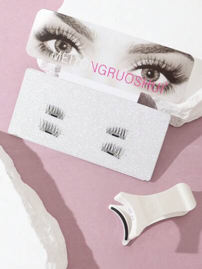 زوجان من رموش صناعية مغناطيسية طبيعية المظهر، سهلة التطبيق وإعادة الاستخدام، عناقيد رموش، رموش فردية، رموش صناعية