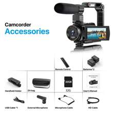 Nicamery 5K Camera, 48MP UHD WiFi Video Blogging Camera, For Video Camcorder, 10X Optical Zoom Touch Screen Vlog Camera, With External Microphone, Stabilizer, Remote Control, 2 Batteries - Black - View 8