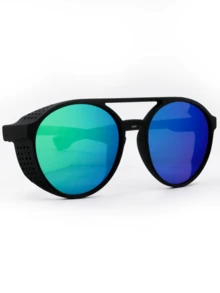 Retro Fashion Glasses Semi-Round Frame Side Protection - Green - View 2