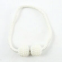 2pcs Magnetic Curtain Tiebacks, Faux Pearl Ball Decorative Home Curtain Buckle, Curtain Rope Straps For Holding Curtains & Drapes, For Bedroom Living Room Home Decor