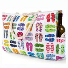 Women's Large Waterproof Beach Tote Bag, Zippered Sandproof Swim Pool Bag(Random Print Pattern)