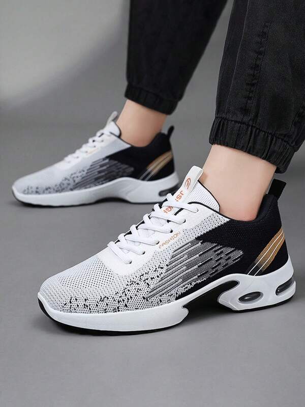 Summer Breathable Mesh Men Sports Running Shoes, Comfortable Air Cushion Lace-Up Casual Outdoor Sneakers