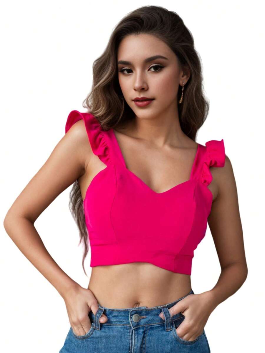 Women Tops - 玫紅色 - 查看 1