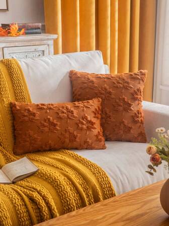 One Embroidered Maple Leaf Pillow Cover (Without Pillow Core), Suitable For Living Room And Bedroom Decor, Fall And Winter Pillow Cover