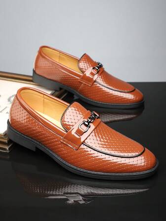 1pair New Style Business Formal Young Men's Slip-On Anti-Skid Wear-Resistant Leather Shoes