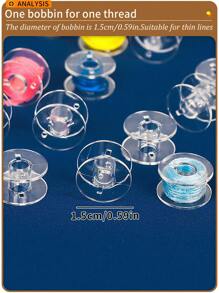 1pc Clear High-Quality PC (Polycarbonate) Material Bobbin Case For Household Sewing Machine, Multipurpose Thread Spool Organizer, Bobbin Storage Box, Sewing Accessory. Available In Empty Box Or Complete Set With Bobbins, 25 Or 36 Grids. - Clear - View 6