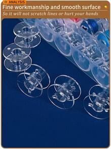 1pc Clear High-Quality PC (Polycarbonate) Material Bobbin Case For Household Sewing Machine, Multipurpose Thread Spool Organizer, Bobbin Storage Box, Sewing Accessory. Available In Empty Box Or Complete Set With Bobbins, 25 Or 36 Grids. - Clear - View 7