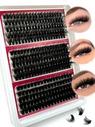 Nuovo 300/290/240 pezzi/15 file di ciuffetti di ciglie finte 5D soffici fai-da-te, 40D+60D+80D/60D+80D+100D/100D+120D+160D, ciuffetti di ciglie naturali e spesse, ricci D/DD/CC, 10-18mm mix di estensioni di ciglie a ciuffetto, per uso domestico