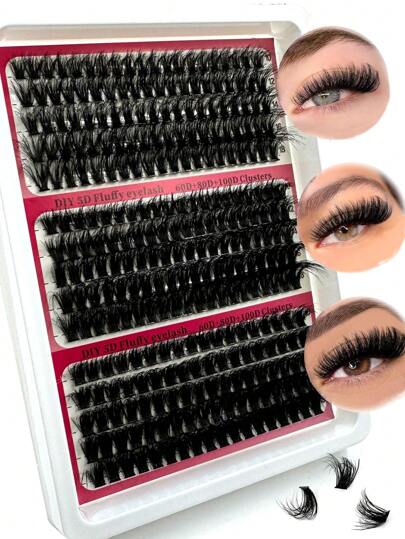 Nuovo 300/290/240 pezzi/15 file di ciuffetti di ciglie finte 5D soffici fai-da-te, 40D+60D+80D/60D+80D+100D/100D+120D+160D, ciuffetti di ciglie naturali e spesse, ricci D/DD/CC, 10-18mm mix di estensioni di ciglie a ciuffetto, per uso domestico