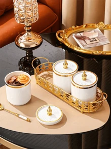 1 set Tarros de almacenamiento de plástico elegantes, de estilo creativo y de alta gama