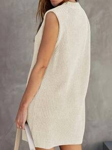 Ladies' Solid Color Sleeveless Knit Dress For Autumn [Back To School Season] - Apricot - View 2