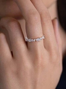 Esberry A High Sparkle Asymmetrical Geometric Engagement Ring Wedding Band For Women S925 Sterling Silver Promise Ring Eternity Ring Fine Jewelry Gift Bridal Jewelry