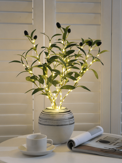 1 Pc Olive Branch LED Light, Modern Home Decorative Lamp, Suitable For Festivals, Weddings, Birthdays, Party Ambience, Great For Cabinet, Dining Table, Coffee Shop Decoration