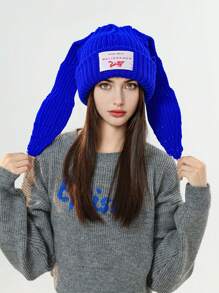1pc Women's Winter Knit Hat, Cute Rabbit Ear Shaped Thickened Warm Woolen Cap For Daily Wear And Outdoor Activities - Multicolor - View 3