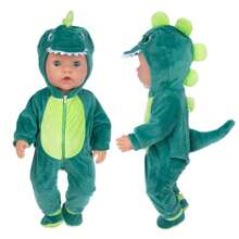 18inch Realistic Reborn Doll, Cute Cartoon Dinosaur Clothes Set, Fits 43cm Large Doll (Doll Not Included) - Green - View 7