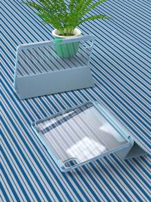 Mirror 1pc Bight Blue Tri-Fold Silicone Foldable IPad Case, Shell Slim Stand Shockproof Anti Fall Pen Holder Anti-Fall Tablet Cover Compatible With Apple IPad Mini 4/5/6, 9.7/10.2/10.5 Inches, Air 4/5/6, 10th Gen, 10.9 Inches, Pro 11 Inches, Air 11(M2), Air 13 And Pro 11(M4) Models. Clear Back Cover With High Transparency For DIY Personalization.