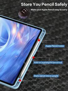 Mirror 1pc Bight Blue Tri-Fold Silicone Foldable IPad Case, Shell Slim Stand Shockproof Anti Fall Pen Holder Anti-Fall Tablet Cover Compatible With Apple IPad Mini 4/5/6, 9.7/10.2/10.5 Inches, Air 4/5/6, 10th Gen, 10.9 Inches, Pro 11 Inches, Air 11(M2), Air 13 And Pro 11(M4) Models. Clear Back Cover With High Transparency For DIY Personalization.