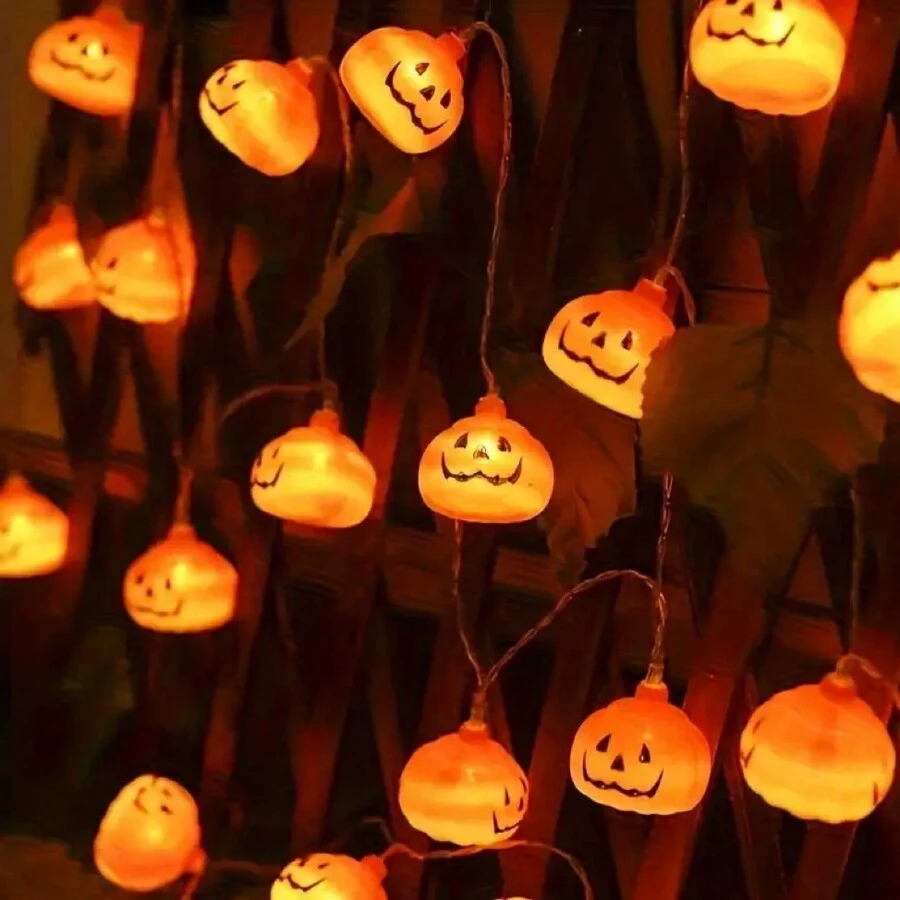 1 dây đèn bí ngô kinh dị Halloween, đèn LED trắng ấm 10/20 dùng trong nhà/ngoài trời, trang trí phòng, phòng ngủ, phụ kiện ngày lễ, dây đèn trang trí tiệc Halloween dùng hộp đựng pin (không bao gồm pin) trang trí phòng Halloween trang trí sân vườn Halloween làm quà tặng trang trí lễ hội tiên trang trí ngày lễ - bí ngô đáng sợ - Xem 1