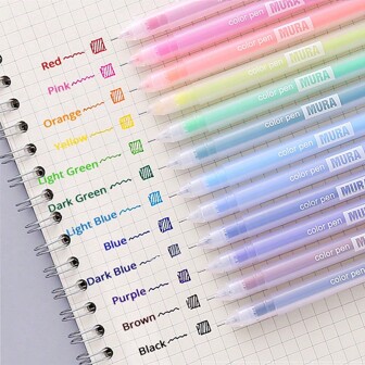 12pcs/Set 0.5mm Colorful Ballpoint Gel Pens, Back To School Student Supplies Back To School