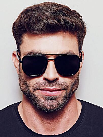 OCULOS DE SOL MASCULINO AVIADOR QUADRADO RETANGURA ESTILO PILOTO LENTE UV400