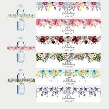 50pcs Retro Flowers THANKYOU Mineral Water Bottle Sticker, Rectangular Gift Seal Sticker Wedding Happy Sticker - 50pcs - View 9