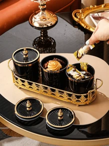 1 set Tarros de almacenamiento de plástico elegantes, de estilo creativo y de alta gama