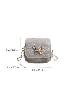 Design minimaliste polyvalent, sac à bandoulière femme couleur unie mini, avec rabat, petit et moyen, nouveau sac à l'épaule à la mode - Argent - Voir 3